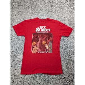 Rick & Morty Shirt Men Small Red Adult Swim Cartoon Dungeons Dragons Graphic Tee